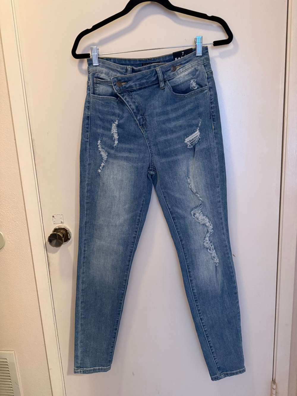 Fashion Nova Light Blue High-Rise Distressed Jeans